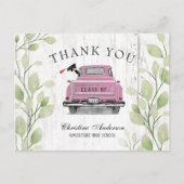 Roze Truck Rustic Afstuderen Hartelijk dank Briefkaart (Voorkant)