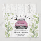 Roze Truck Rustiek Groen 2025 Afstuderen Aankondiging (Voorkant / Achterkant)