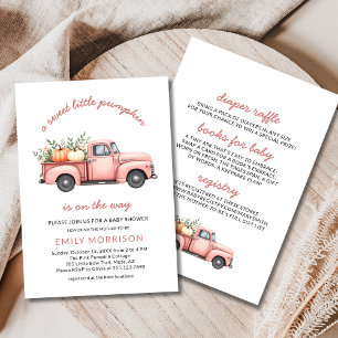 Roze Truck Sweet Little Pumpkin Girl Baby shower Kaart