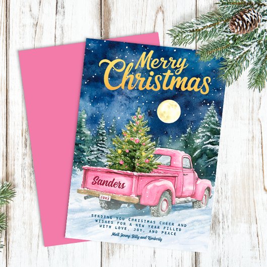 Roze Truck Vakantie Kaarten