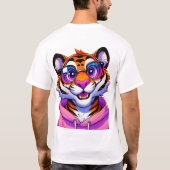 Roze trui tijger kunst t-shirt (Achterkant)