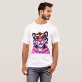 Roze trui tijger kunst t-shirt (Voorkant volledig)