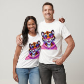 Roze trui tijger kunst t-shirt (Unisex)
