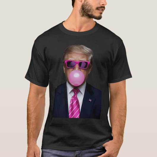 Roze Trump Bubble Gum 2024 Stem President Funny Cu T-shirt (Voorkant)
