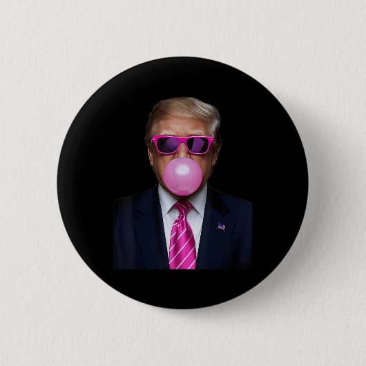 Roze Trump Bubble Gum Gift 2024 Stem President Fun Ronde Button 5,7 Cm (Voorkant)