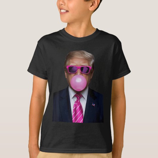 Roze Trump Bubble Gum Gift 2024 Stem President Fun T-shirt (Voorkant)