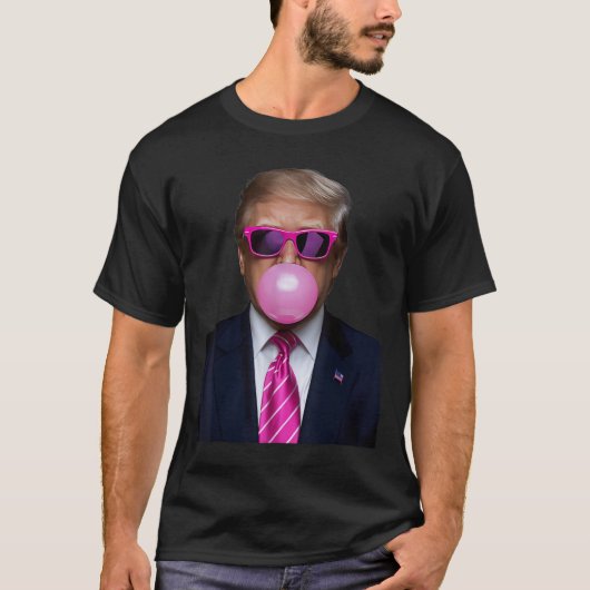Roze Trump Bubble Gum Gift 2024 Stem President Fun T-shirt (Voorkant)