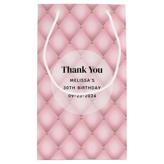 Roze Tufted Diamond Patroon Verjaardag Dank u Klein Cadeauzakje (Achterkant)
