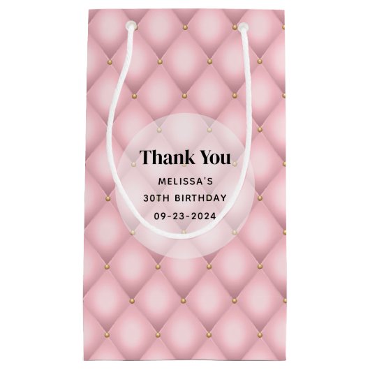 Roze Tufted Diamond Patroon Verjaardag Dank u Klein Cadeauzakje (Voorkant)