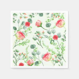 Roze Tuin Aquarel Rozen Boeket Servet