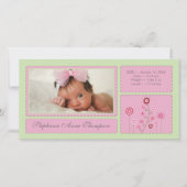 Roze Tuin Baby Meisje Geboorteaankondiging PhotoCa Aankondiging (Voorkant)