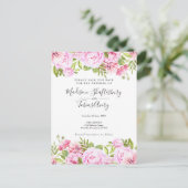 Roze Tuin Bloemen Bewaar de Datum Briefkaart (Staand voorkant)