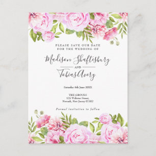 Roze Tuin Bloemen Bewaar de Datum Briefkaart