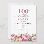 Roze Tuin Bloemen Kalligrafie 100ste Verjaardag Kaart (Voorkant)