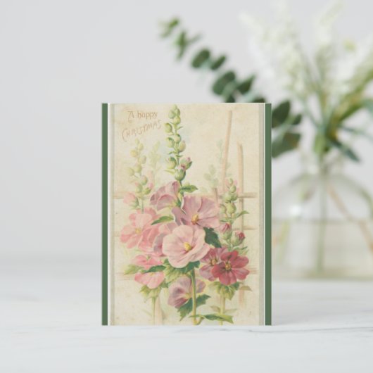  Roze Tuin Bloemen Kerst Briefkaart (Staand voorkant)