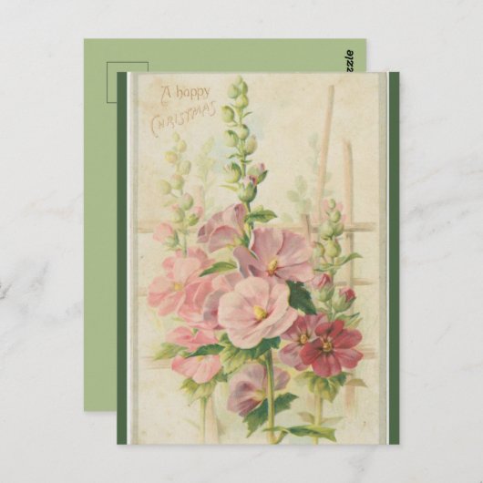  Roze Tuin Bloemen Kerst Briefkaart (Voorkant / Achterkant)