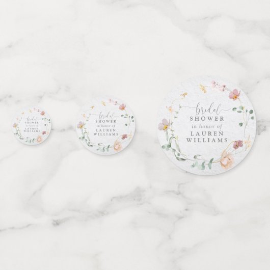 Roze Tuin Bloemen Krans Bruidsfeest Confetti (Voorkanten)