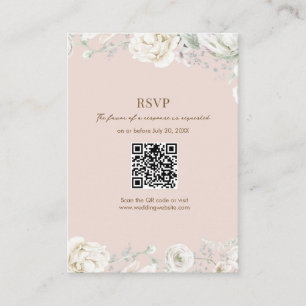 Roze Tuin Bloemen QR Code Huwelijk RSVP Informatiekaartje