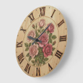 Roze Tuin Bloemen Wandklok (Hoek)