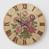 Roze Tuin Bloemen Wandklok (Voorkant)