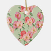  roze tuin bloemen Waterverf Keramisch Ornament (Rechts)