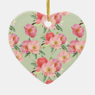 roze tuin bloemen Waterverf Keramisch Ornament