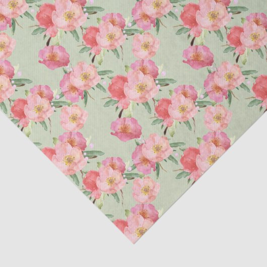  roze tuin bloemen Waterverf Tissuepapier (Detail)