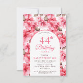 Roze Tuin Bloemenboog Chique 44e Verjaardag Kaart (Voorkant)