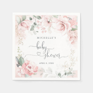 Roze Tuin Bloemige Baby Shower Servetten