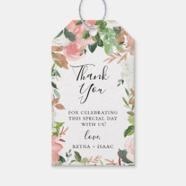 Roze Tuin Bloemige Trouw Dank je Cadeaulabel