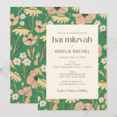 roze tuin - en beendermeel in Mitzvah Kaart (Voorkant / Achterkant)