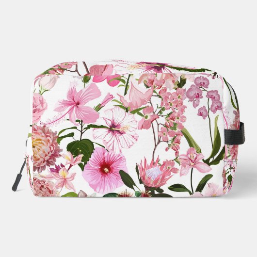 Roze tuin en tropische bloemen illustratie. toilettasje (Achterkant)
