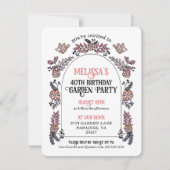 Roze Tuin Feest 40e Verjaardag Kaart (Voorkant)