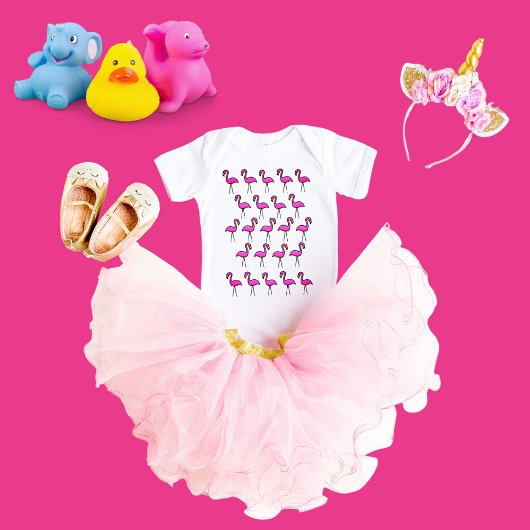 Roze Tuin Flamingo patroon Baby Jersey Bodysuit