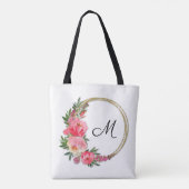 Roze tuin Floral Wreator Monogram Canvas tas (Achterkant)