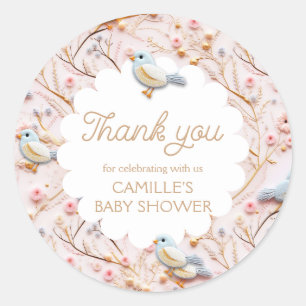 Roze Tuin Meisje Baby shower Dank u Ronde Sticker