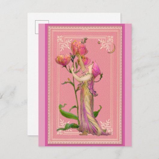 Roze tuin — Melk Briefkaart (Voorkant / Achterkant)