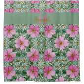 Roze Tuin Mozaïek Douchegordijn (Voorkant)