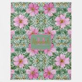 Roze Tuin Mozaïek Fleece Deken (Voorkant)
