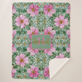 Roze Tuin Mozaïek Sherpa Deken (Voorkant)