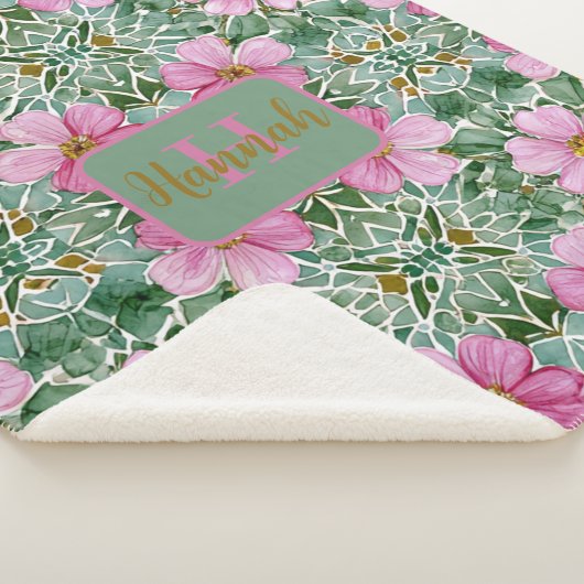 Roze Tuin Mozaïek Sherpa Deken (3/4)