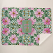 Roze Tuin Mozaïek Sherpa Deken (Voorkant (horizontaal))