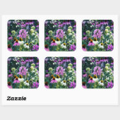 Roze tuin Phlox Landschap met kloonbloemen Vierkante Sticker (Vel)