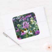 Roze tuin Phlox Landschap met kloonbloemen Vierkante Sticker (Envelop)