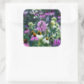 Roze tuin Phlox Landschap met kloonbloemen Vierkante Sticker (Tas)