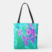 roze tuin Plotselinge lak Bloem op aquamarine Tote Bag (Achterkant)