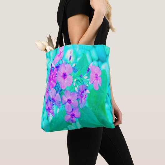 roze tuin Plotselinge lak Bloem op aquamarine Tote Bag (Dichtbij)