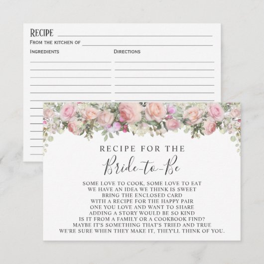 Roze Tuin Roos Bloemen Vrijgezellenfeest Recept Ka Informatiekaartje (Voorkant / Achterkant)