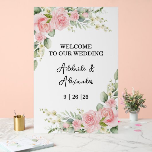 Roze tuin Roos bruiloft Acryl Bord (Huwelijk)