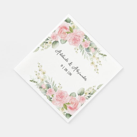 Roze tuin Roos bruiloft Servet (Hoek)